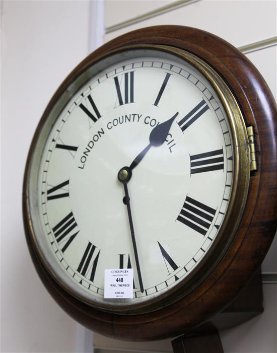 An early 20th century mahogany wall timepiece, 15in.